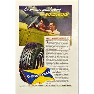 Goodyear "More people ride on Goodyear Tires than Any Other"  Vtg Print Ad 1937